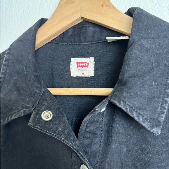 LEVI’S SOLID ELLIE DENIM DRESS BLACK SIZE M - Picture 4 of 16